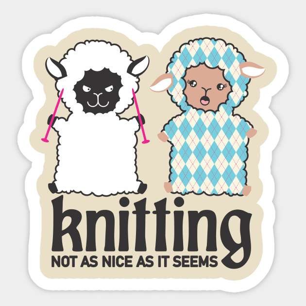 Good vs evil nice vs mean knitting needles sheep crafts Sticker by BigMRanch